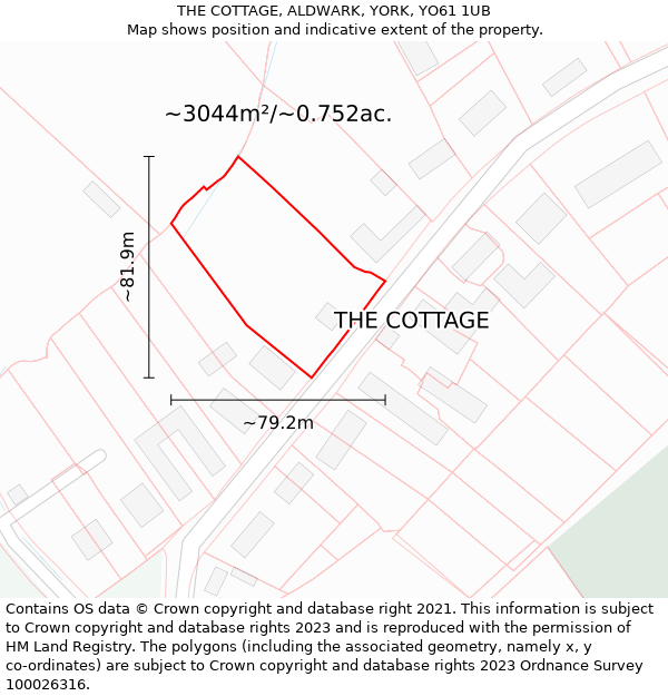 THE COTTAGE, ALDWARK, YORK, YO61 1UB: Plot and title map