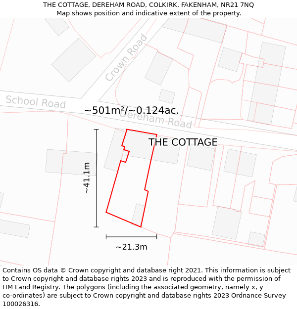 THE COTTAGE, DEREHAM ROAD, COLKIRK, FAKENHAM, NR21 7NQ: Plot and title map