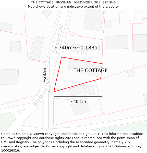 THE COTTAGE, FROGHAM, FORDINGBRIDGE, SP6 2HS: Plot and title map