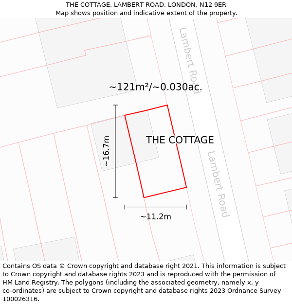 THE COTTAGE, LAMBERT ROAD, LONDON, N12 9ER: Plot and title map