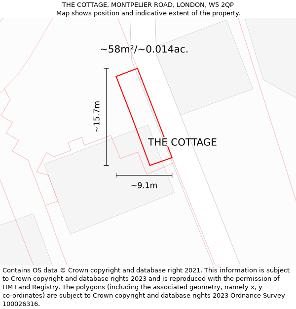 THE COTTAGE, MONTPELIER ROAD, LONDON, W5 2QP: Plot and title map