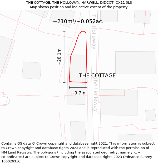 THE COTTAGE, THE HOLLOWAY, HARWELL, DIDCOT, OX11 0LS: Plot and title map