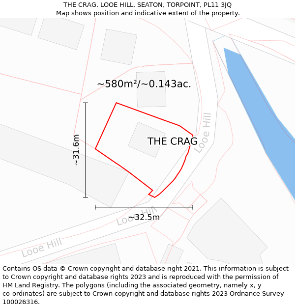 THE CRAG, LOOE HILL, SEATON, TORPOINT, PL11 3JQ: Plot and title map