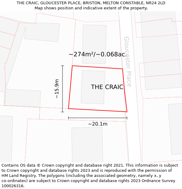 THE CRAIC, GLOUCESTER PLACE, BRISTON, MELTON CONSTABLE, NR24 2LD: Plot and title map