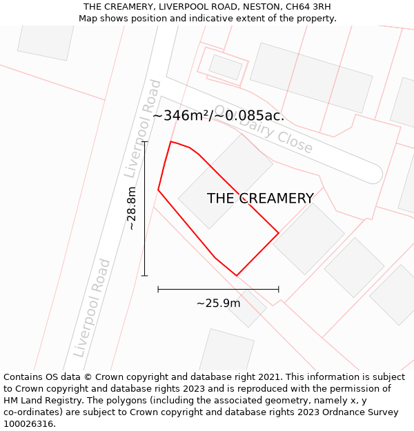 THE CREAMERY, LIVERPOOL ROAD, NESTON, CH64 3RH: Plot and title map