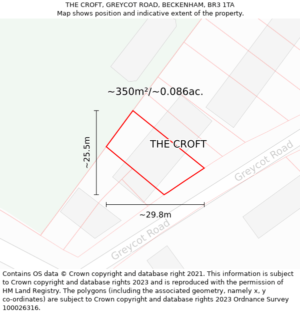 THE CROFT, GREYCOT ROAD, BECKENHAM, BR3 1TA: Plot and title map