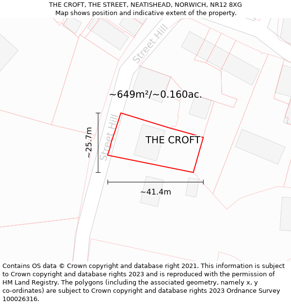 THE CROFT, THE STREET, NEATISHEAD, NORWICH, NR12 8XG: Plot and title map