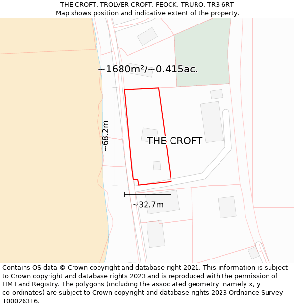 THE CROFT, TROLVER CROFT, FEOCK, TRURO, TR3 6RT: Plot and title map