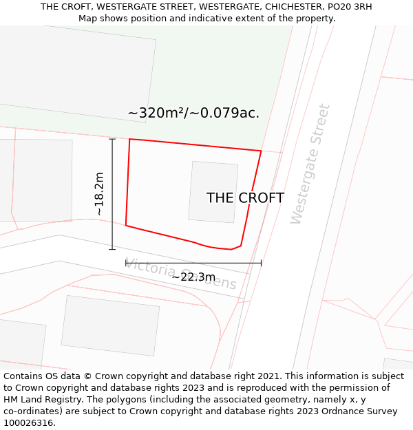 THE CROFT, WESTERGATE STREET, WESTERGATE, CHICHESTER, PO20 3RH: Plot and title map