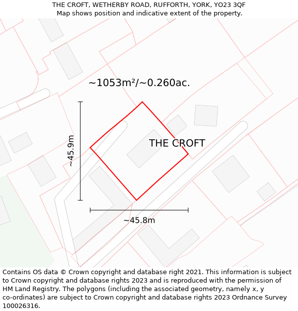 THE CROFT, WETHERBY ROAD, RUFFORTH, YORK, YO23 3QF: Plot and title map