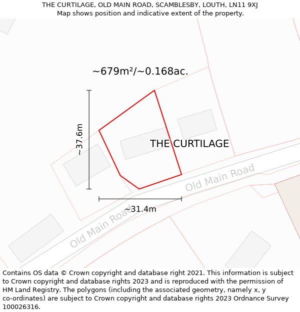 THE CURTILAGE, OLD MAIN ROAD, SCAMBLESBY, LOUTH, LN11 9XJ: Plot and title map