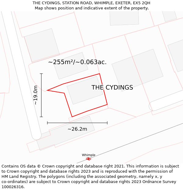 THE CYDINGS, STATION ROAD, WHIMPLE, EXETER, EX5 2QH: Plot and title map