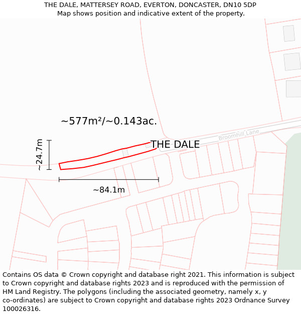 THE DALE, MATTERSEY ROAD, EVERTON, DONCASTER, DN10 5DP: Plot and title map