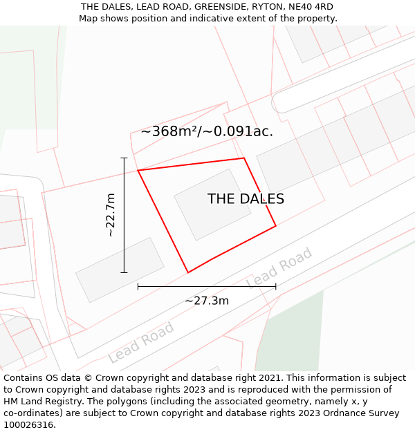 THE DALES, LEAD ROAD, GREENSIDE, RYTON, NE40 4RD: Plot and title map