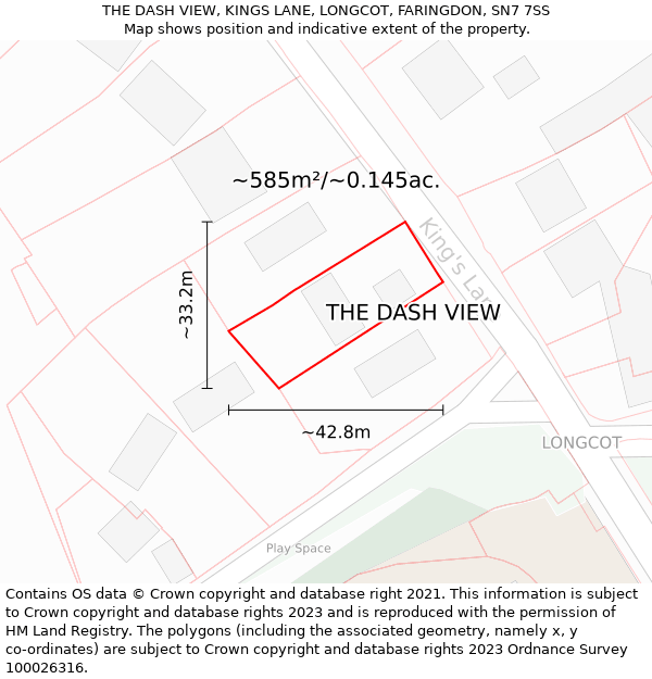 THE DASH VIEW, KINGS LANE, LONGCOT, FARINGDON, SN7 7SS: Plot and title map