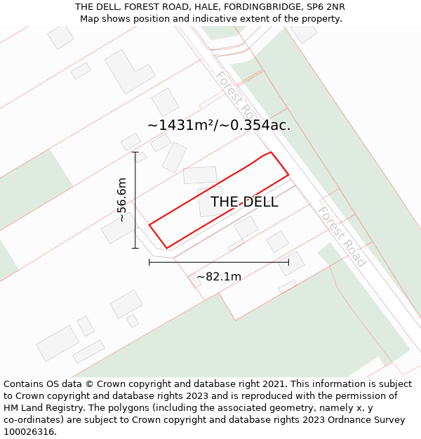 THE DELL, FOREST ROAD, HALE, FORDINGBRIDGE, SP6 2NR: Plot and title map