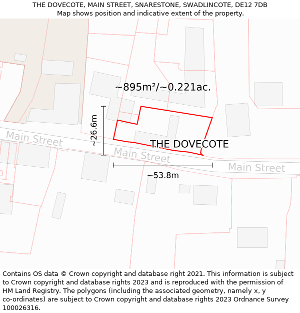 THE DOVECOTE, MAIN STREET, SNARESTONE, SWADLINCOTE, DE12 7DB: Plot and title map