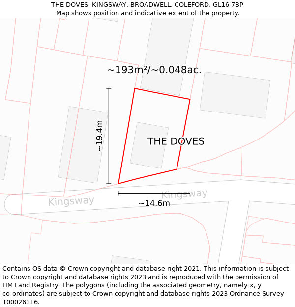 THE DOVES, KINGSWAY, BROADWELL, COLEFORD, GL16 7BP: Plot and title map