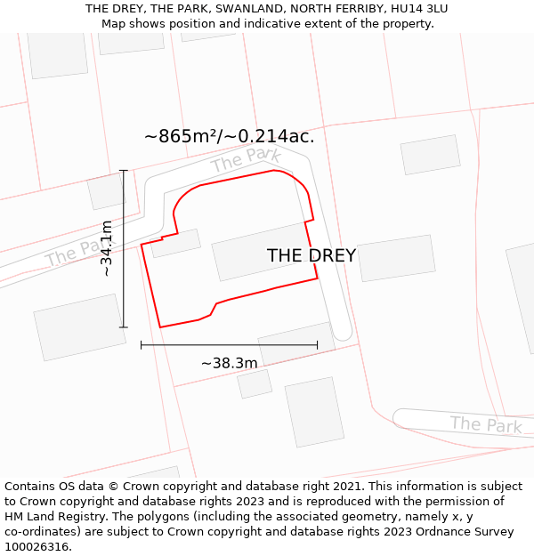 THE DREY, THE PARK, SWANLAND, NORTH FERRIBY, HU14 3LU: Plot and title map