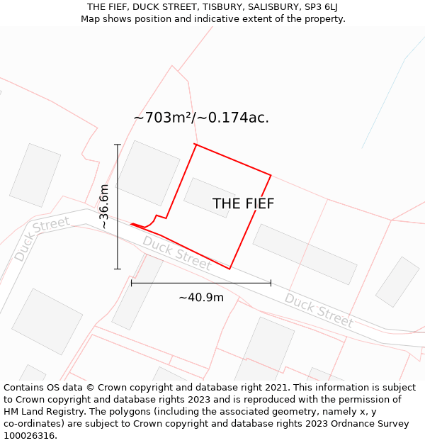 THE FIEF, DUCK STREET, TISBURY, SALISBURY, SP3 6LJ: Plot and title map