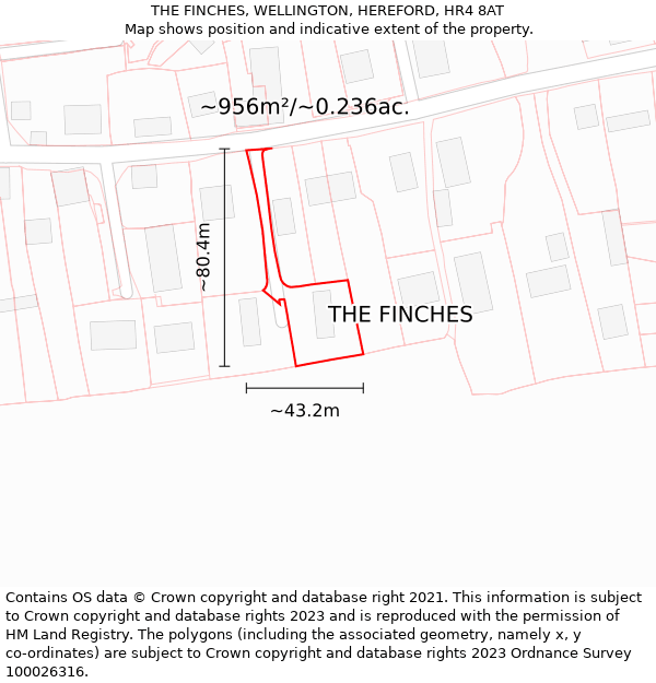 THE FINCHES, WELLINGTON, HEREFORD, HR4 8AT: Plot and title map
