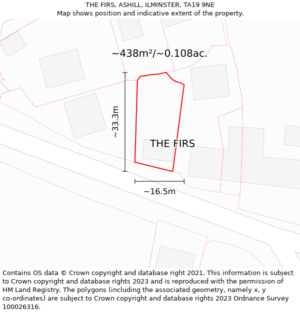 THE FIRS, ASHILL, ILMINSTER, TA19 9NE: Plot and title map