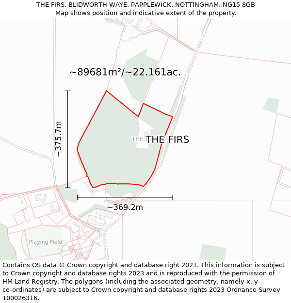 THE FIRS, BLIDWORTH WAYE, PAPPLEWICK, NOTTINGHAM, NG15 8GB: Plot and title map