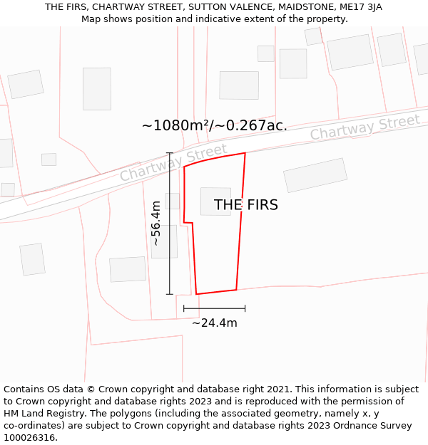 THE FIRS, CHARTWAY STREET, SUTTON VALENCE, MAIDSTONE, ME17 3JA: Plot and title map