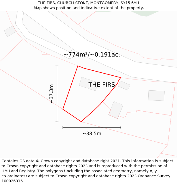 THE FIRS, CHURCH STOKE, MONTGOMERY, SY15 6AH: Plot and title map