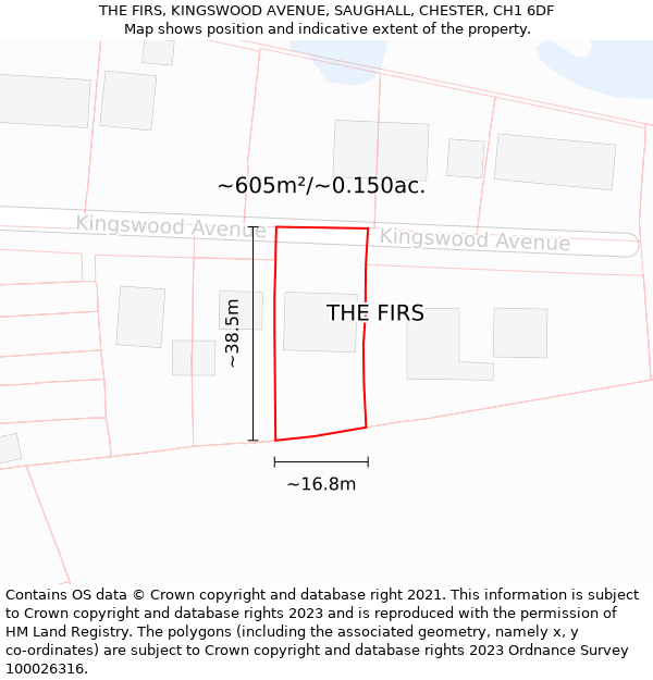 THE FIRS, KINGSWOOD AVENUE, SAUGHALL, CHESTER, CH1 6DF: Plot and title map