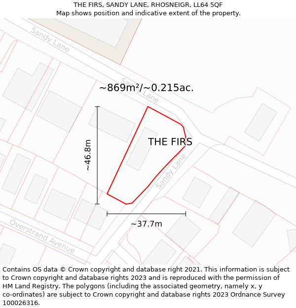 THE FIRS, SANDY LANE, RHOSNEIGR, LL64 5QF: Plot and title map