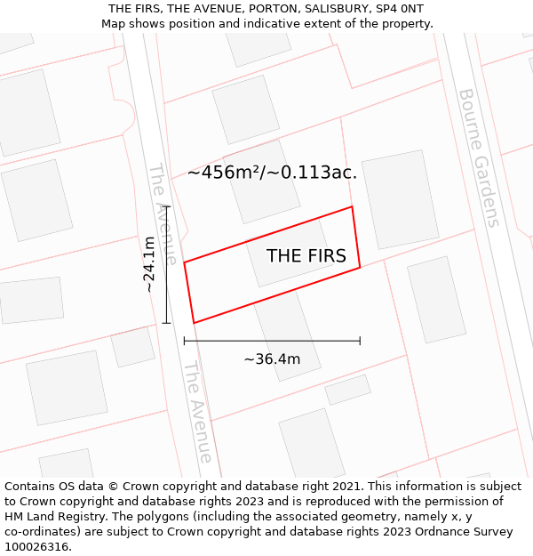 THE FIRS, THE AVENUE, PORTON, SALISBURY, SP4 0NT: Plot and title map