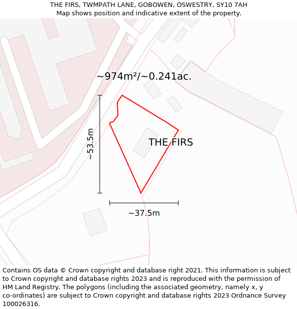 THE FIRS, TWMPATH LANE, GOBOWEN, OSWESTRY, SY10 7AH: Plot and title map