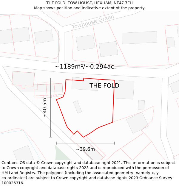 THE FOLD, TOW HOUSE, HEXHAM, NE47 7EH: Plot and title map