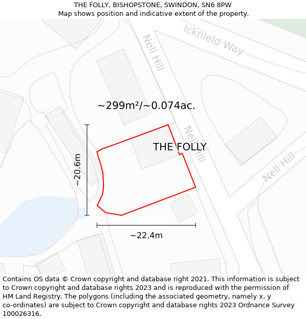 THE FOLLY, BISHOPSTONE, SWINDON, SN6 8PW: Plot and title map