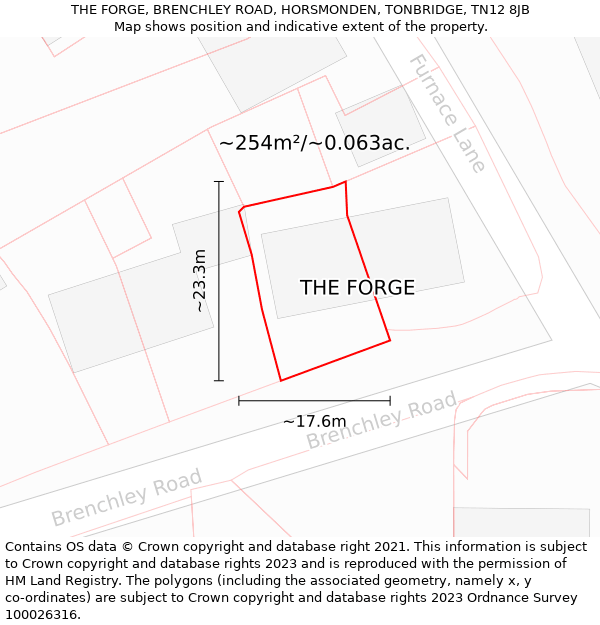 THE FORGE, BRENCHLEY ROAD, HORSMONDEN, TONBRIDGE, TN12 8JB: Plot and title map