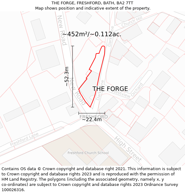 THE FORGE, FRESHFORD, BATH, BA2 7TT: Plot and title map
