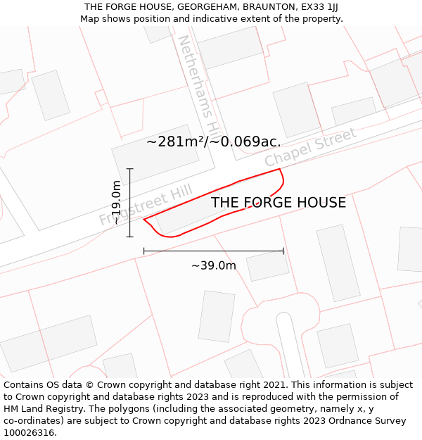 THE FORGE HOUSE, GEORGEHAM, BRAUNTON, EX33 1JJ: Plot and title map