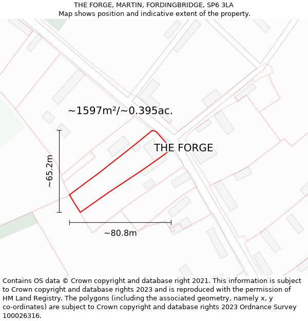 THE FORGE, MARTIN, FORDINGBRIDGE, SP6 3LA: Plot and title map