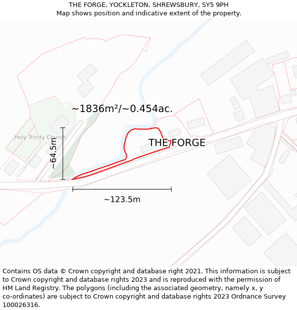 THE FORGE, YOCKLETON, SHREWSBURY, SY5 9PH: Plot and title map