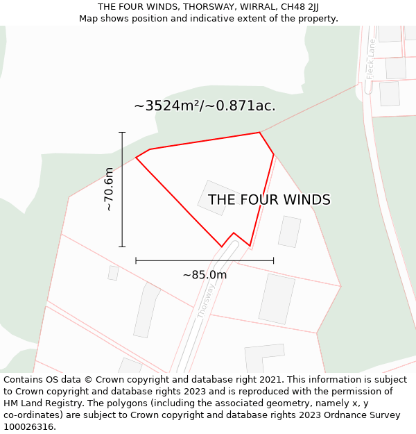THE FOUR WINDS, THORSWAY, WIRRAL, CH48 2JJ: Plot and title map