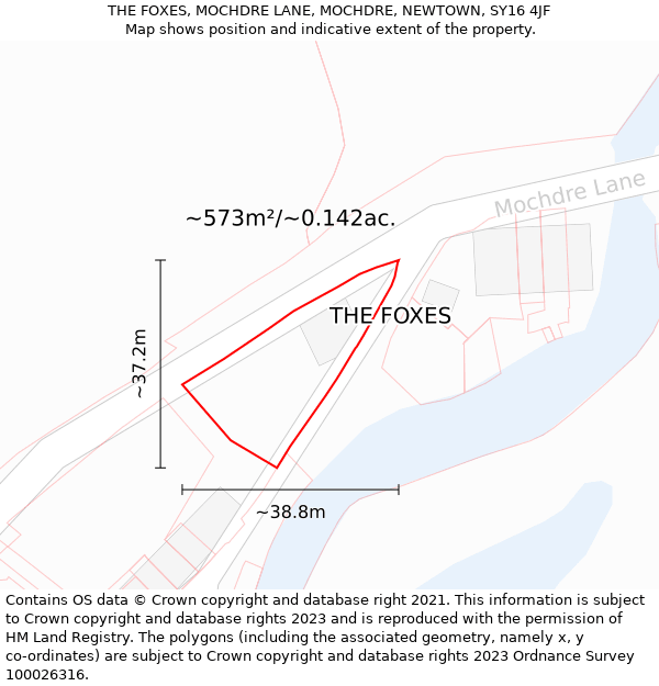 THE FOXES, MOCHDRE LANE, MOCHDRE, NEWTOWN, SY16 4JF: Plot and title map