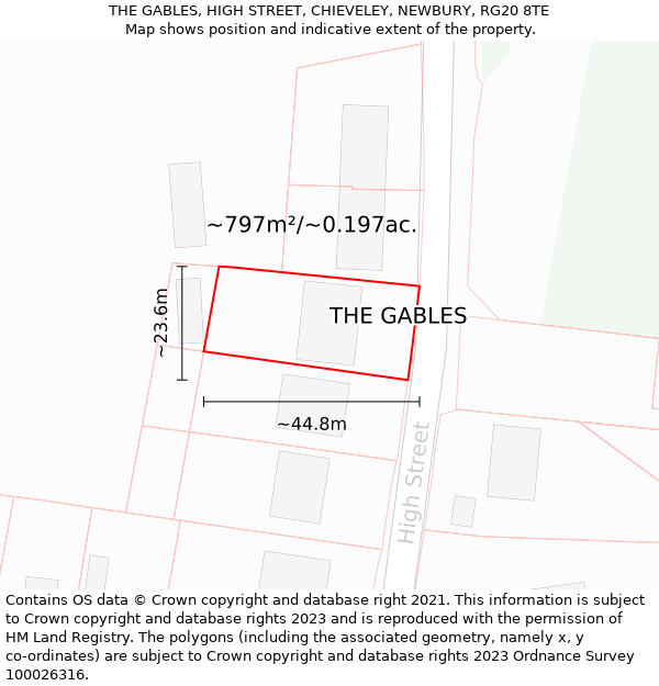 THE GABLES, HIGH STREET, CHIEVELEY, NEWBURY, RG20 8TE: Plot and title map