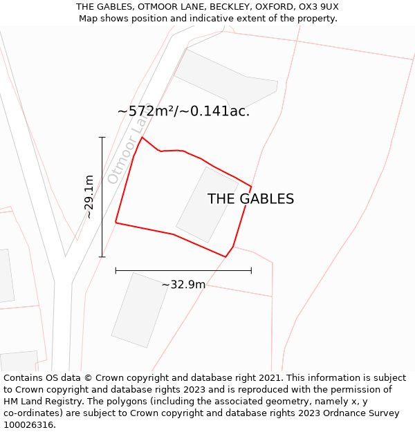 THE GABLES, OTMOOR LANE, BECKLEY, OXFORD, OX3 9UX: Plot and title map
