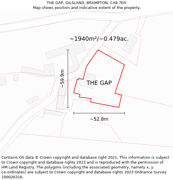 THE GAP, GILSLAND, BRAMPTON, CA8 7EH: Plot and title map