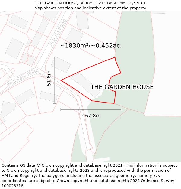 THE GARDEN HOUSE, BERRY HEAD, BRIXHAM, TQ5 9UH: Plot and title map