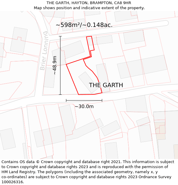 THE GARTH, HAYTON, BRAMPTON, CA8 9HR: Plot and title map