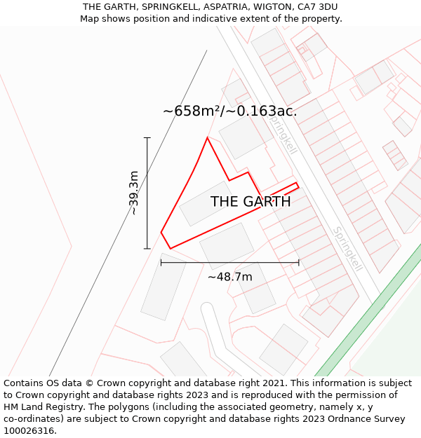 THE GARTH, SPRINGKELL, ASPATRIA, WIGTON, CA7 3DU: Plot and title map