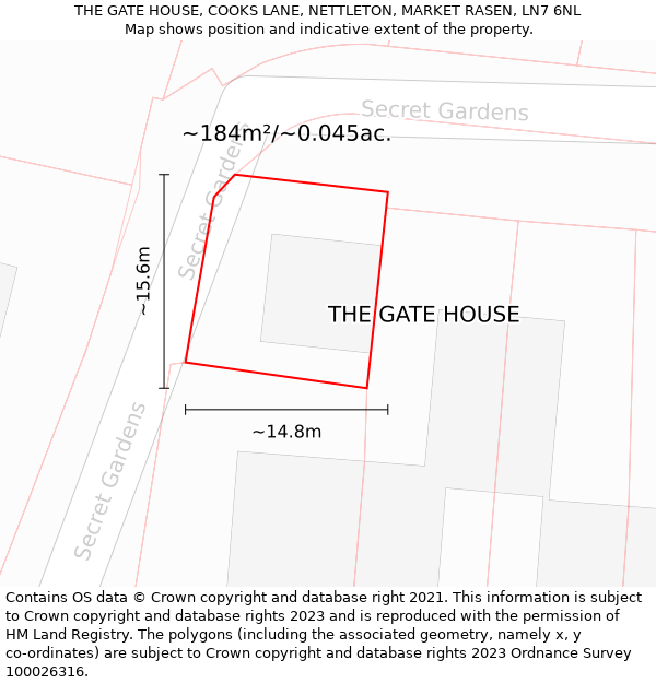 THE GATE HOUSE, COOKS LANE, NETTLETON, MARKET RASEN, LN7 6NL: Plot and title map