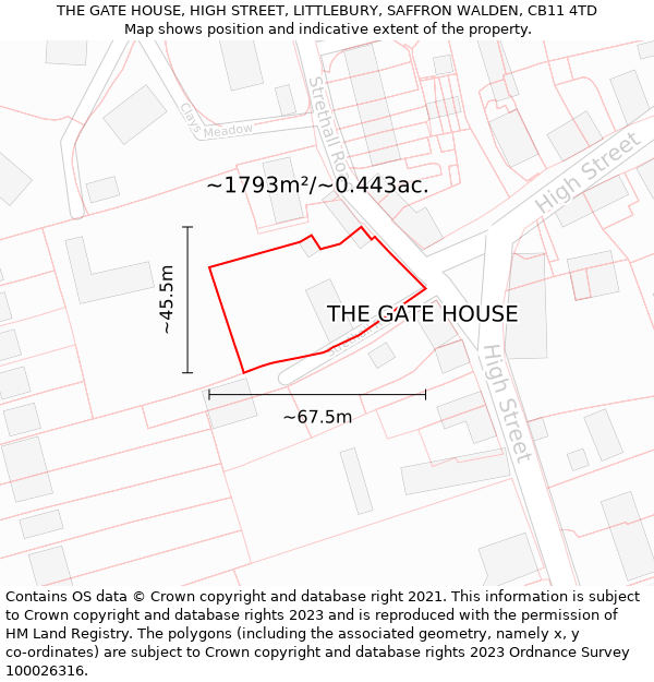 THE GATE HOUSE, HIGH STREET, LITTLEBURY, SAFFRON WALDEN, CB11 4TD: Plot and title map